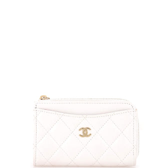 Chanel Zip Around Card Holder Quilted Caviar