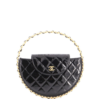 Chanel Chain Around Hoop Bag Quilted Patent Small