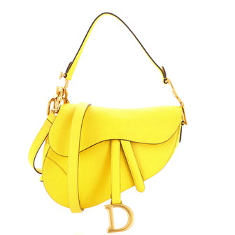 Christian Dior Saddle Handbag with Strap Leather Medium