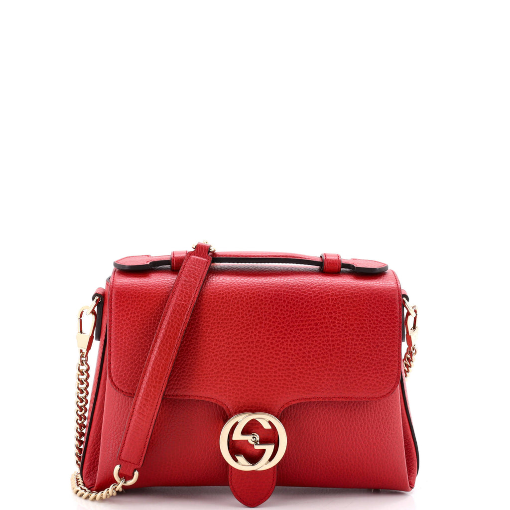 Gucci Interlocking Top Handle Bag Leather Small Red 4603174