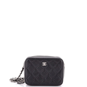 Chanel Square CC Chain Camera Bag Quilted Caviar Mini
