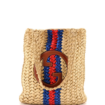 Gucci Blondie NM Open Tote Raffia Small