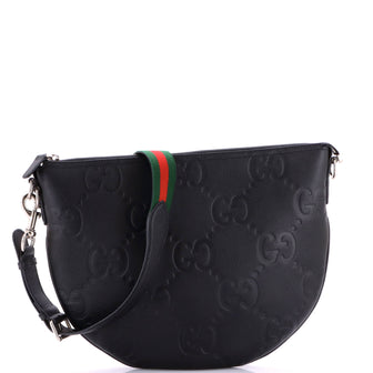 Gucci B Crossbody Bag Jumbo GG Embossed Leather Large