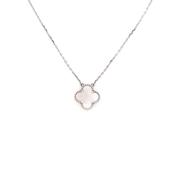 Van Cleef & Arpels Vintage Alhambra Pendant Necklace 18K White Gold and Mother of Pearl