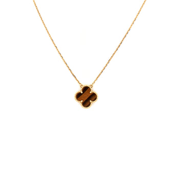 Van Cleef & Arpels Vintage Alhambra Pendant Necklace 18K Yellow Gold and Tiger Eye