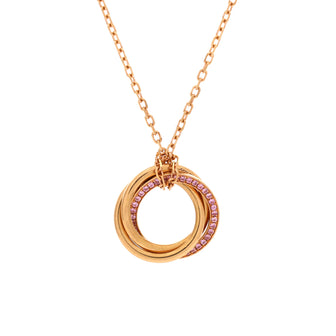 Cartier Trinity Pendant Necklace 18K Rose Gold with Pave Pink Sapphires