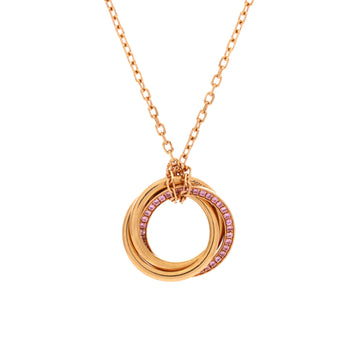Cartier Trinity Pendant Necklace 18K Rose Gold with Pave Pink Sapphires