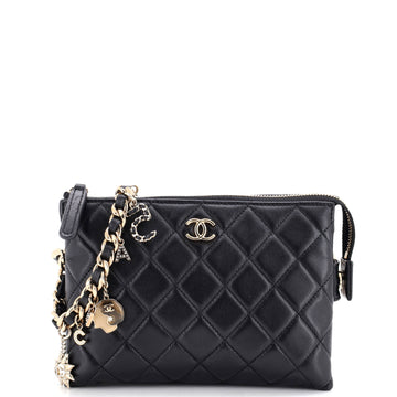 Chanel Coco Charms Wristlet Pouch Quilted Lambskin