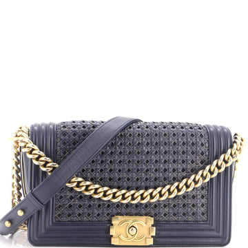 Chanel Boy Flap Bag Braided Sheepskin Old Medium