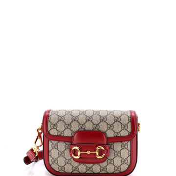 Gucci Horsebit 1955 Shoulder Bag GG Coated Canvas with Leather Mini