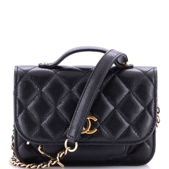 Chanel Business Affinity Flap Clutch with Chain Quilted Caviar