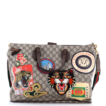 Gucci Courrier Convertible Soft Open Tote GG Coated Canvas with Applique Large