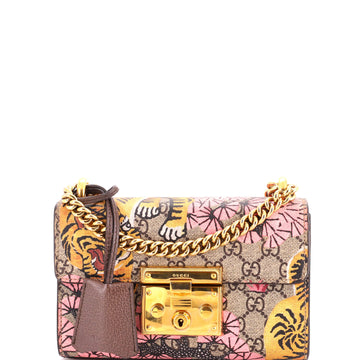 Gucci Padlock Shoulder Bag Bengal Print GG Coated Canvas Small