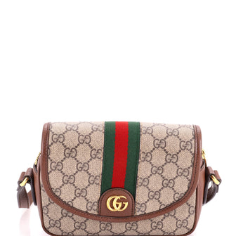 Gucci Ophidia Flap Shoulder Bag GG Coated Canvas with Leather Small