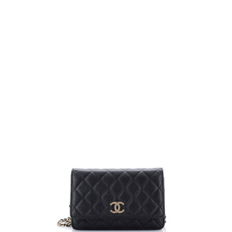 Chanel Textured CC Wallet on Chain Quilted Caviar