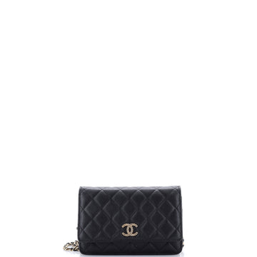 Chanel Textured CC Wallet on Chain Quilted Caviar
