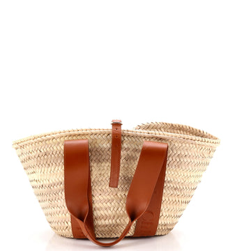 Chloe Sense Basket Tote Raffia with Leather Medium