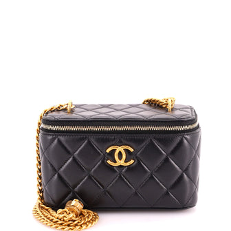 Chanel All Slide Long Vanity Case with Chain Quilted Lambskin Small