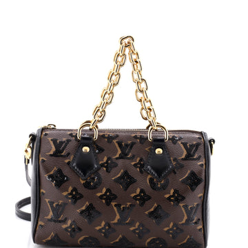 Louis Vuitton Chain Speedy Bandouliere Bag LV Ski Monogram Sequins 20