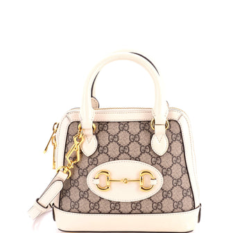Gucci Horsebit 1955 Top Handle Bag GG Coated Canvas with Leather Mini