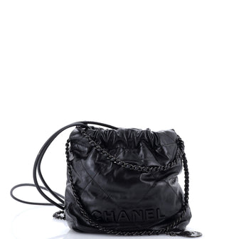 Chanel So Black 22 Chain Hobo Quilted Calfskin Mini