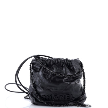 Chanel So Black 22 Chain Hobo Quilted Calfskin Mini