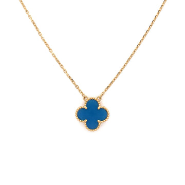 Van Cleef & Arpels Vintage Alhambra Pendant Necklace 18K Yellow Gold and Agate