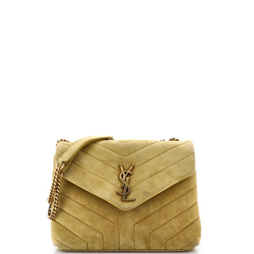 Saint Laurent Loulou Shoulder Bag Matelasse Chevron Suede Small