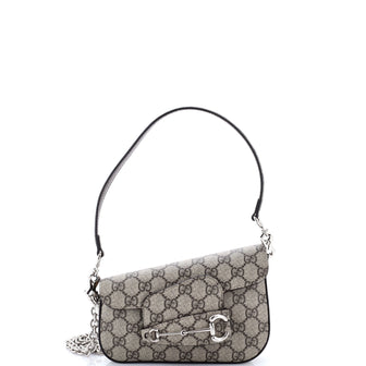 Gucci Horsebit 1955 Asymmetric Shoulder Bag GG Coated Canvas Mini
