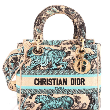 Christian Dior Lady D-Lite Bag Embroidered Canvas Large
