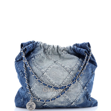 Chanel 22 Chain Hobo Quilted Denim Medium