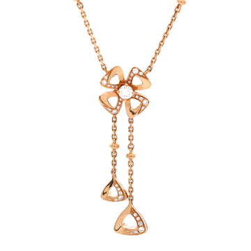 Bvlgari Fiorever Drop Pendant Necklace 18K Rose Gold and Diamonds