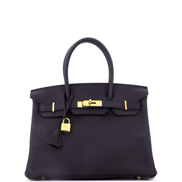 Hermes Birkin Handbag Noir Togo with Gold Hardware 30
