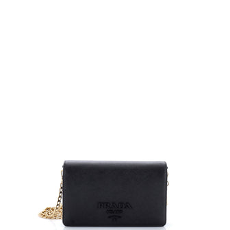 Prada Monochrome Wallet on Chain Saffiano Leather Mini