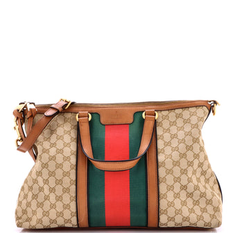 Gucci Rania Convertible Top Handle Bag Web GG Canvas Medium