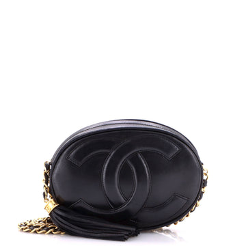 Chanel Vintage Oval CC Tassel Crossbody Bag Leather Mini