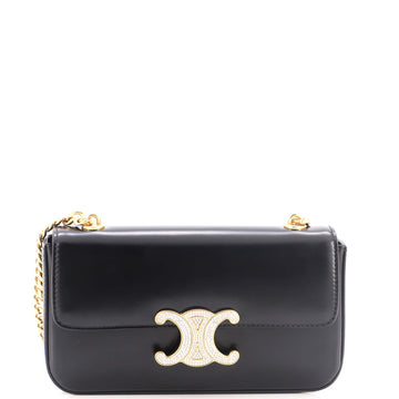 Celine Triomphe Chain Shoulder Bag Leather with Crystal Detail Small