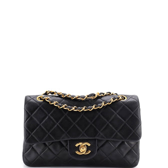 Chanel Vintage Classic Double Flap Bag Quilted Lambskin Small