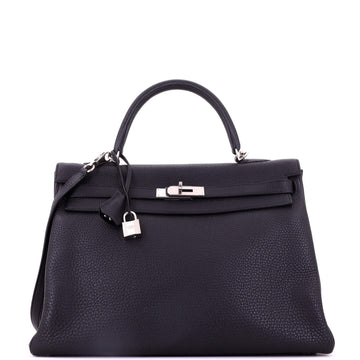 Hermes Kelly Handbag Noir Togo with Palladium Hardware 35