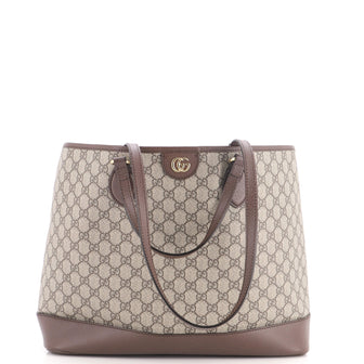 Gucci Ophidia Top Handle Shopping Tote GG Coated Canvas and Leather Medium
