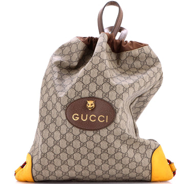 Gucci Neo Vintage Drawstring Backpack GG Coated Canvas Large