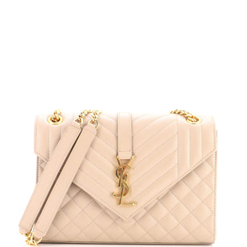 Saint Laurent Classic Monogram Envelope Satchel Mixed Matelasse Leather Medium