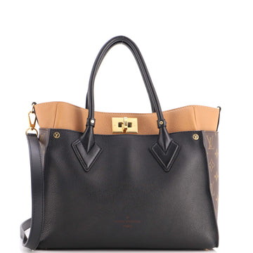 Louis Vuitton On My Side Tote Leather with Monogram Canvas MM