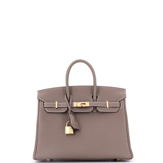 Hermes Birkin Handbag Etoupe Togo with Gold Hardware 25