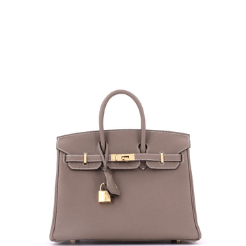 Hermes Birkin Handbag Etoupe Togo with Gold Hardware 25