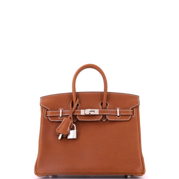 Hermes Birkin Handbag Fauve Barenia Faubourg with Palladium Hardware 25