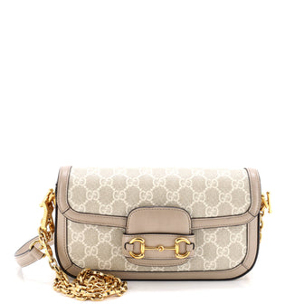 Gucci Horsebit 1955 Shoulder Bag GG Coated Canvas with Leather East West