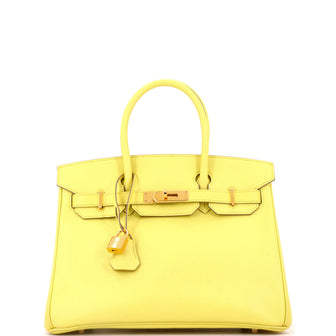 Hermes Birkin Handbag Soufre Epsom with Gold Hardware 30