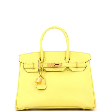Hermes Birkin Handbag Soufre Epsom with Gold Hardware 30