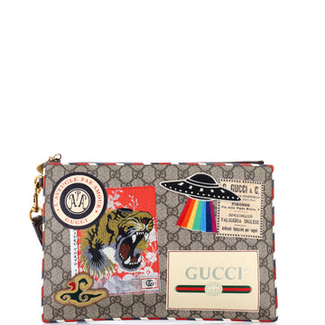 Gucci Courrier Pouch GG Coated Canvas with Applique